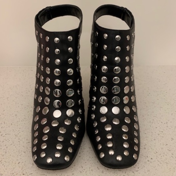 1. State Leather Black Heels with Silver Decals - Picture 2 of 5